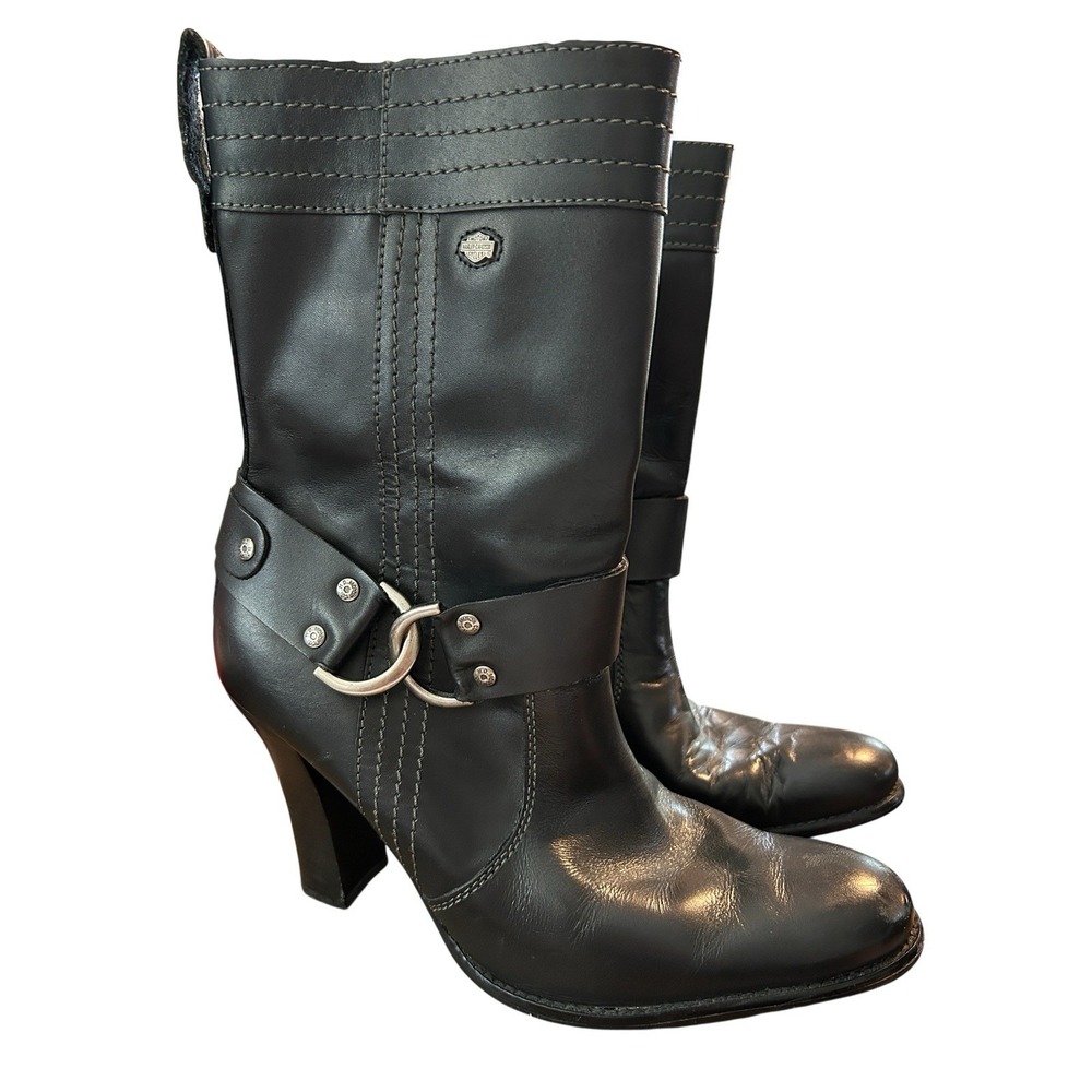 Harley-Davidson Mid-calf High (3-3.9 In ) Heel Height‎ Black Size 9.5